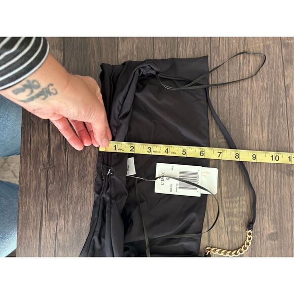 L*Space Halter Cowl Neck Gold Chain Accent Voltaire Bikini Top Black Small NWT - Picture 6 of 7